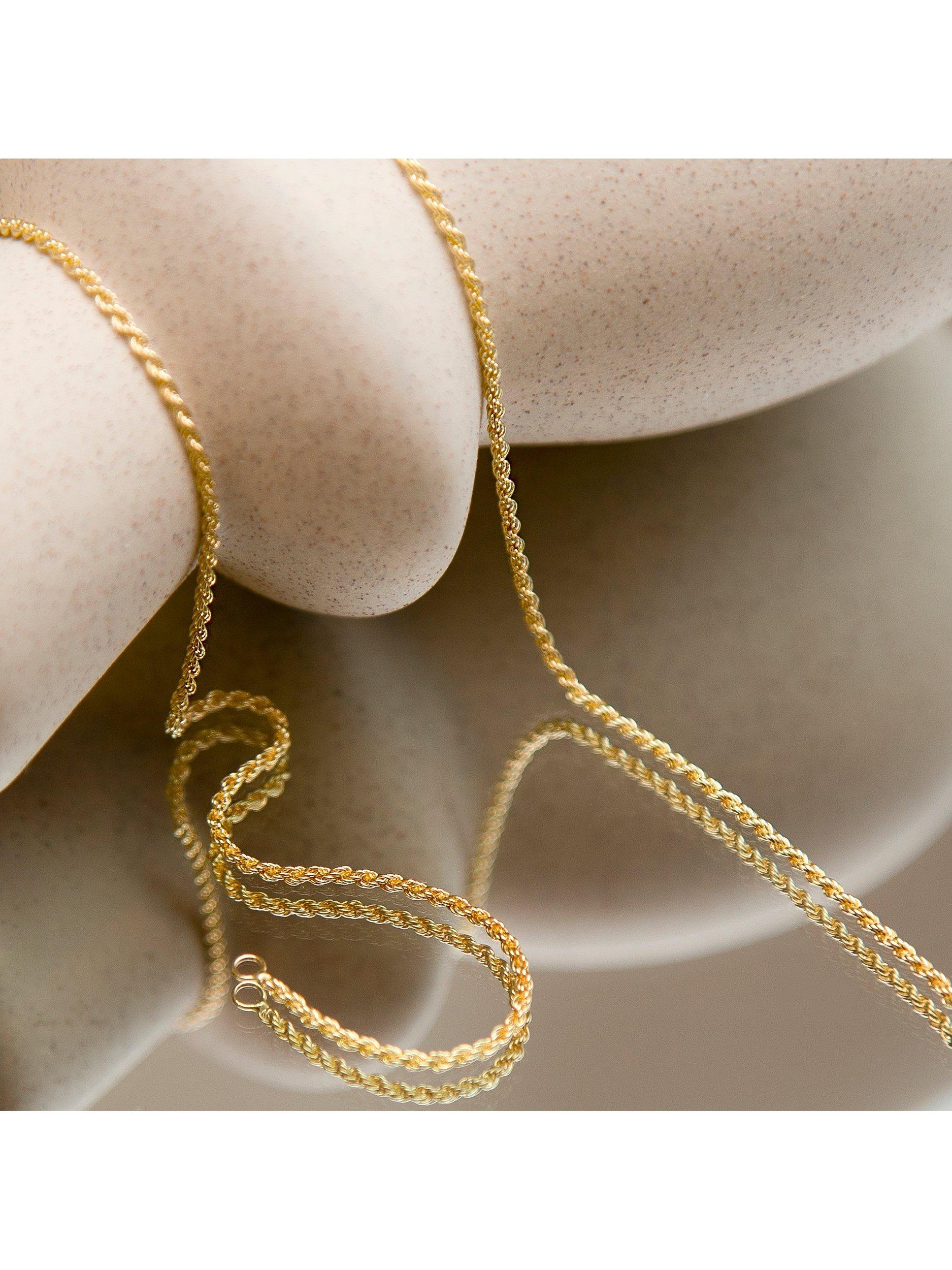 Product image 3 of 5, which shows IBB 18ct Gold Rope Chain Necklace, Gold