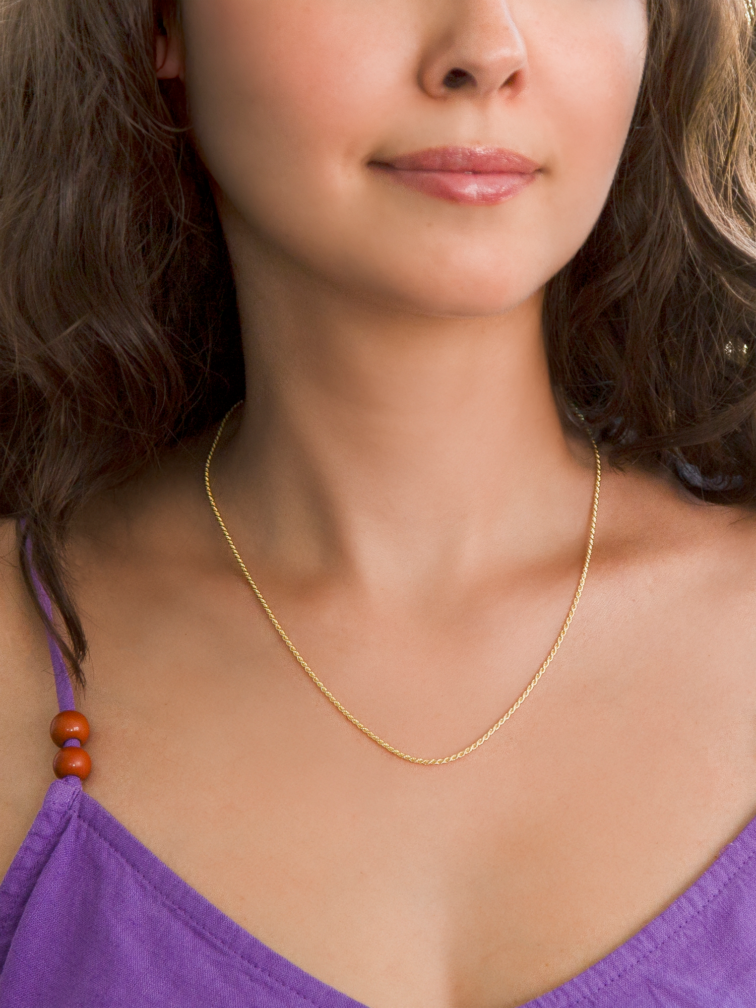 Product image 4 of 5, which shows IBB 18ct Gold Rope Chain Necklace, Gold