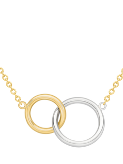 IBB 18ct Two-Tone Gold Link Rings Chain Necklace, Gold/Silver, Gold/Silver
