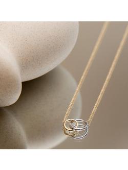 IBB 18ct Two-Tone Gold Link Rings Chain Necklace, Gold/Silver - view 2, Gold/Silver