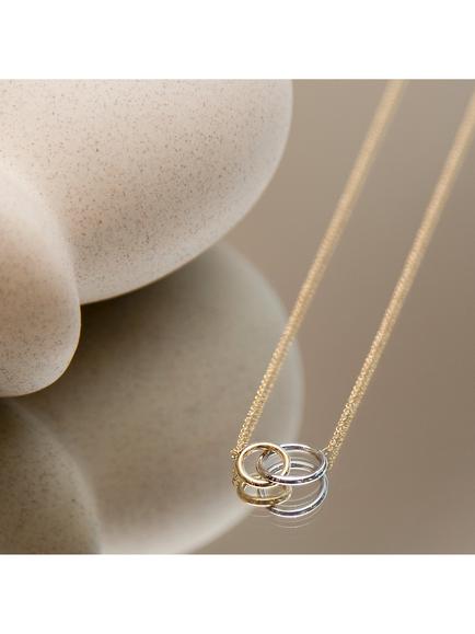 IBB 18ct Two-Tone Gold Link Rings Chain Necklace, Gold/Silver - view 2, Gold/Silver