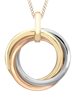 IBB 18ct Gold Tri-Colour Knot Pendant Necklace, Gold, Multi