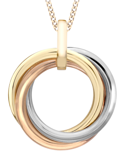 IBB 18ct Gold Tri-Colour Knot Pendant Necklace, Gold, Multi