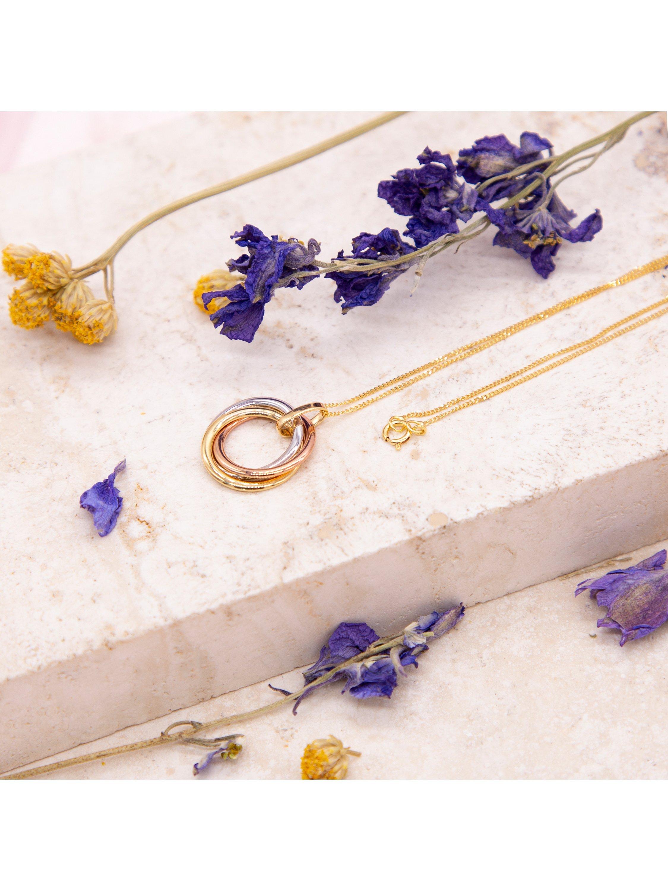 Product image 2 of 5, which shows IBB 18ct Gold Tri-Colour Knot Pendant Necklace, Gold
