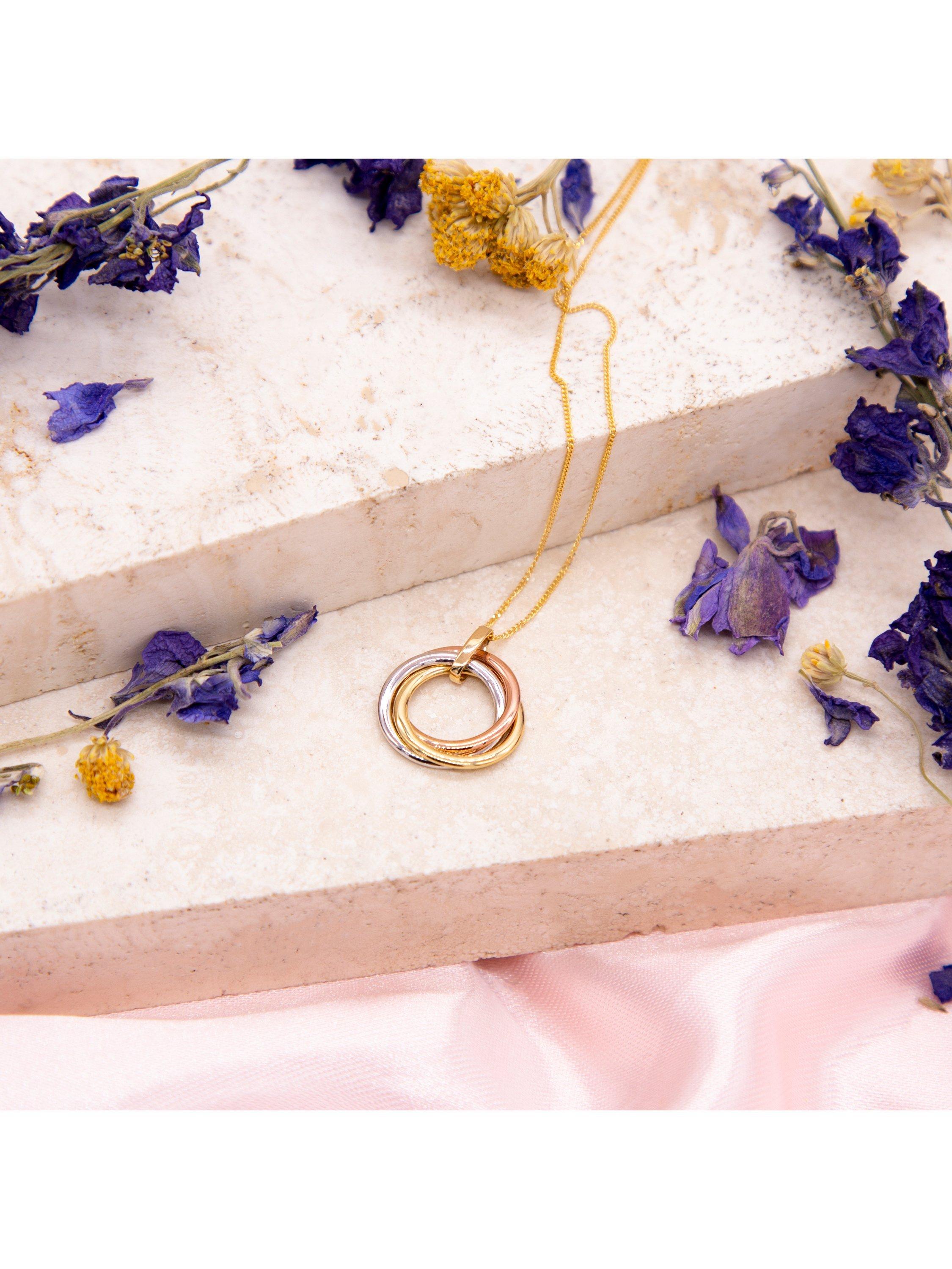 Product image 3 of 5, which shows IBB 18ct Gold Tri-Colour Knot Pendant Necklace, Gold