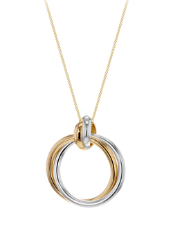 IBB 18ct Gold Tri-Colour Circle Pendant Necklace, Gold, Multi