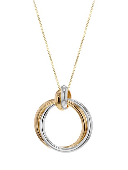 IBB 18ct Gold Tri-Colour Circle Pendant Necklace, Gold, Multi