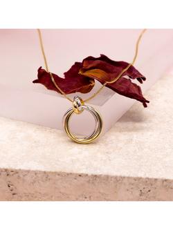 IBB 18ct Gold Tri-Colour Circle Pendant Necklace, Gold - view 2, Multi