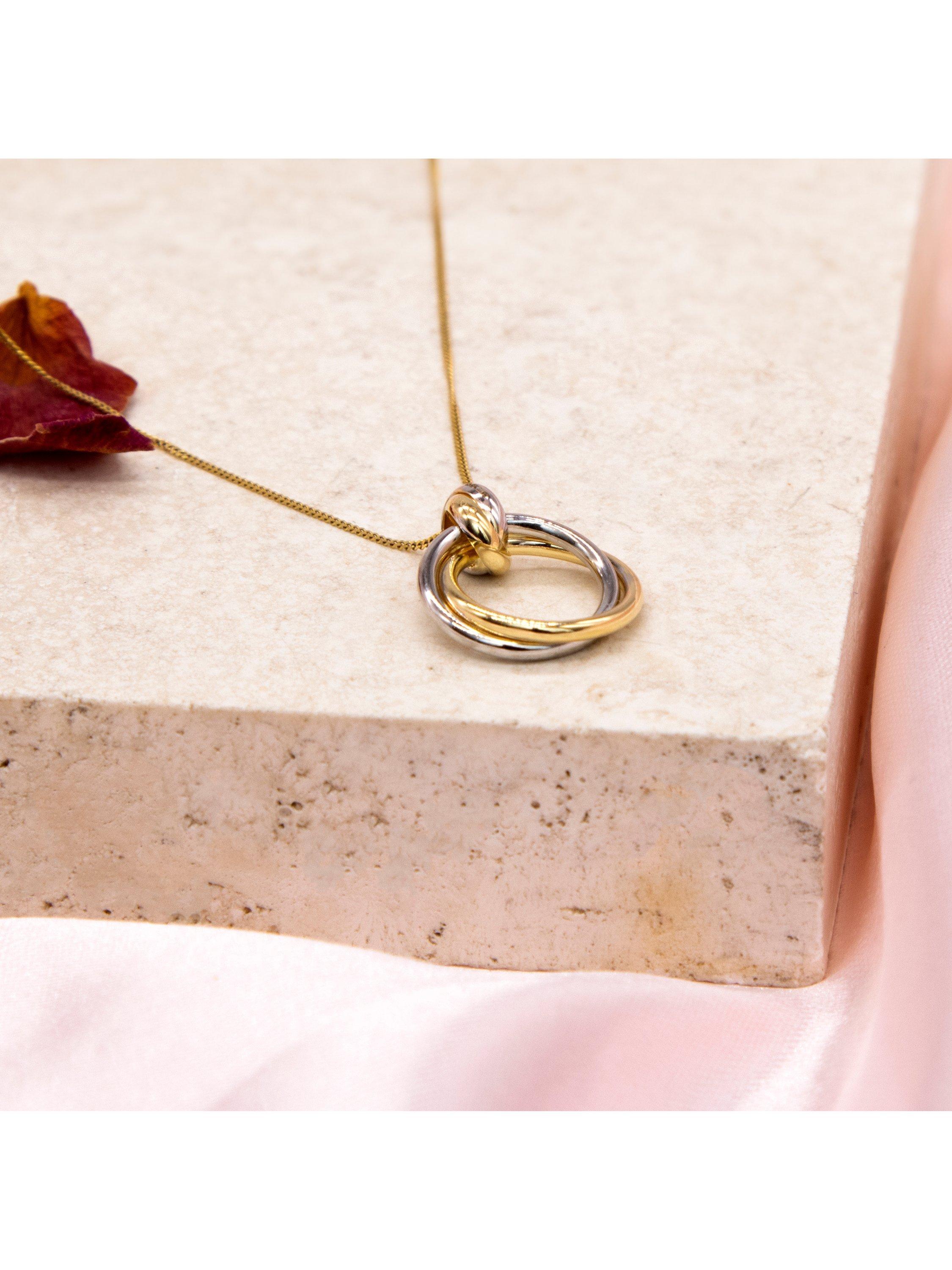 Product image 3 of 5, which shows IBB 18ct Gold Tri-Colour Circle Pendant Necklace, Gold