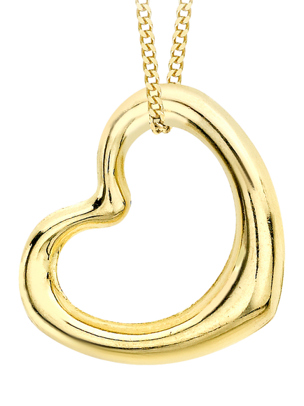 IBB 18ct Gold Floating Heart Pendant Necklace, Gold, Gold