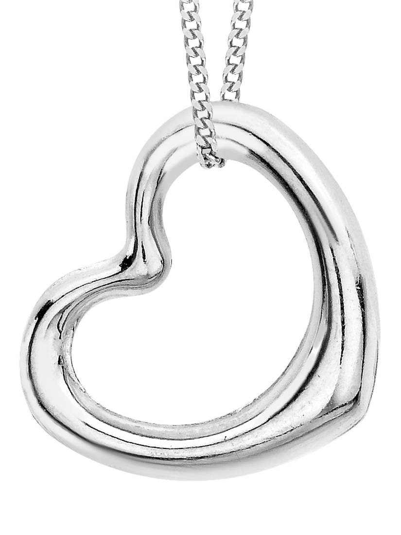 Product image 1 of 5, which shows IBB 18ct Gold Floating Heart Pendant Necklace, Silver