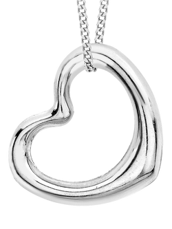 IBB 18ct Gold Floating Heart Pendant Necklace, Gold, Silver