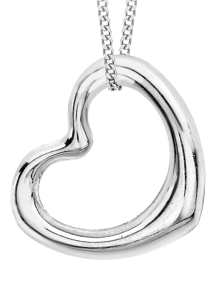 IBB 18ct Gold Floating Heart Pendant Necklace, Gold, Silver