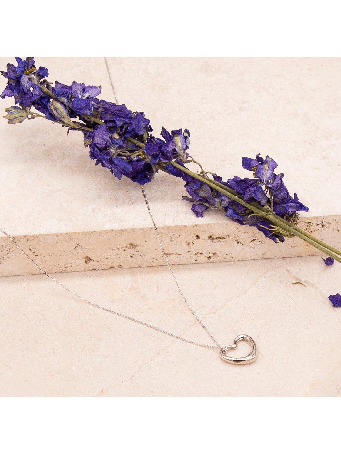 Product image 3 of 5, which shows IBB 18ct Gold Floating Heart Pendant Necklace, Silver