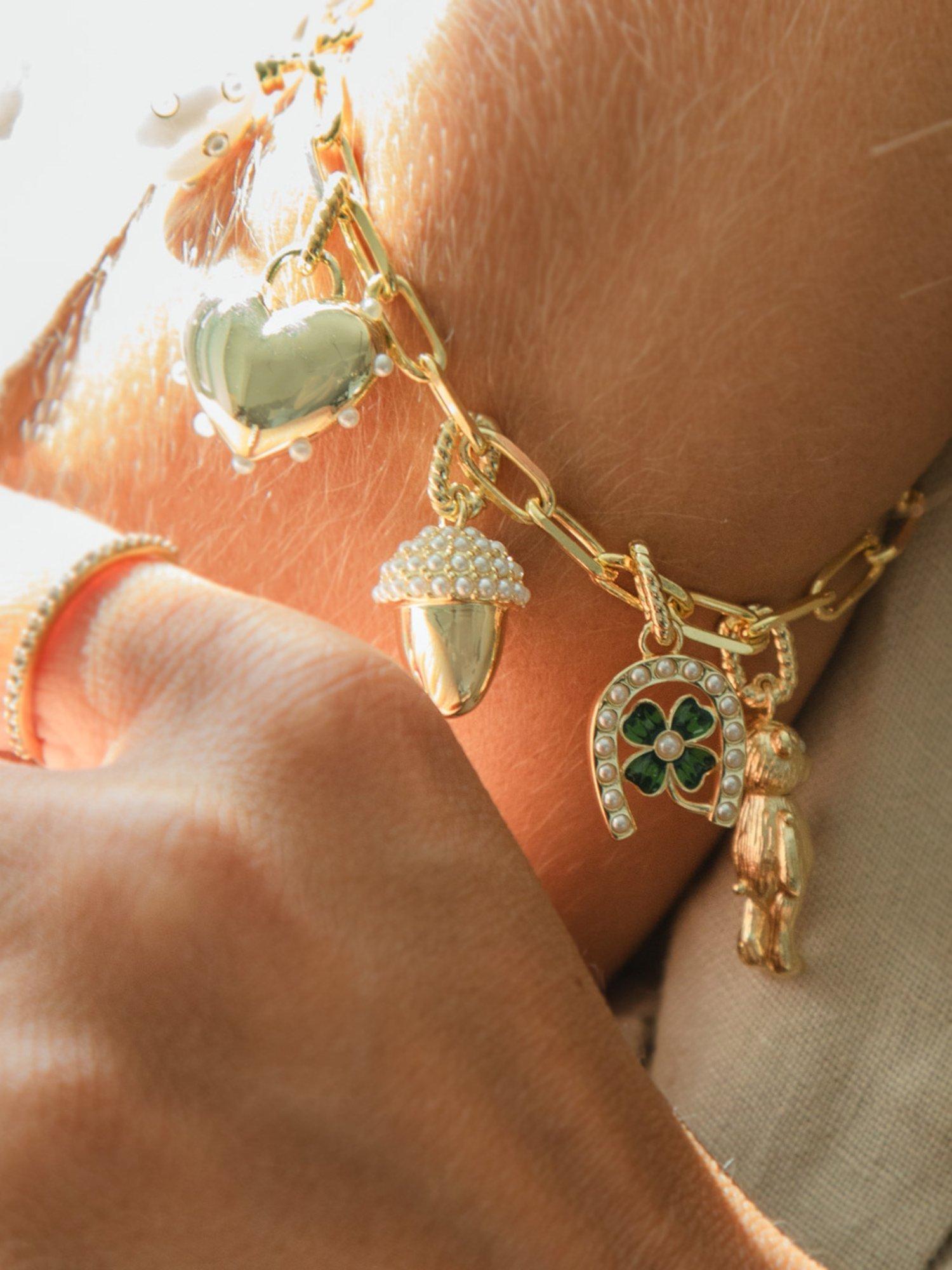 Product image 2 of 2, which shows Daisy London Shrimps x Daisy Charm Chunky Chain Bracelet, Gold