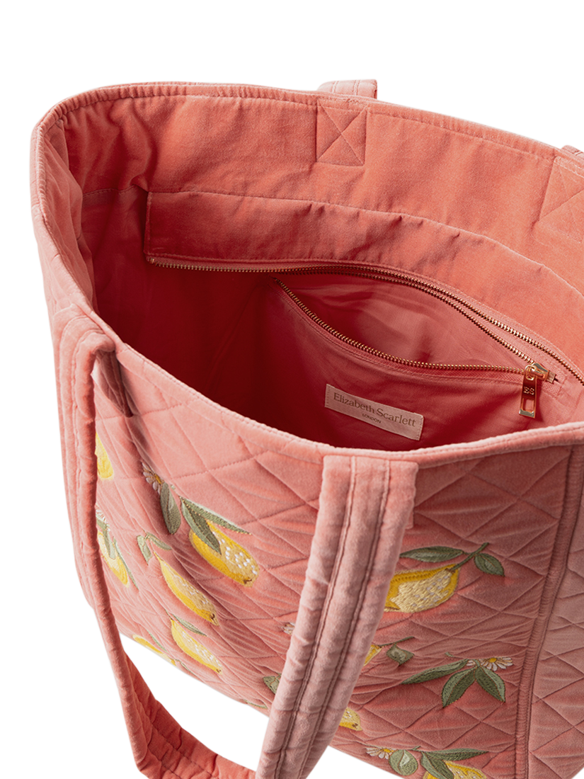 Product image 4 of 4, which shows Elizabeth Scarlett Lemon Pure Organic Cotton Tote Bag, Pink