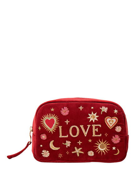 Elizabeth Scarlett Love Charm Pure Organic Cotton Make Up Bag, Red, Red