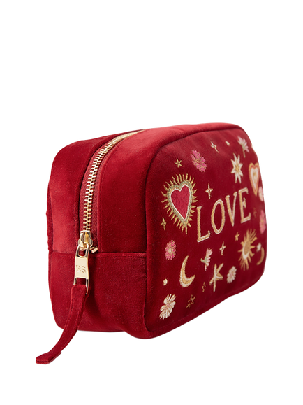 Elizabeth Scarlett Love Charm Pure Organic Cotton Make Up Bag, Red - view 2, Red