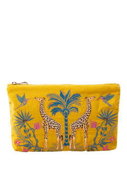 Elizabeth Scarlett Giraffe Palm Pure Organic Cotton Pouch, Yellow, Yellow