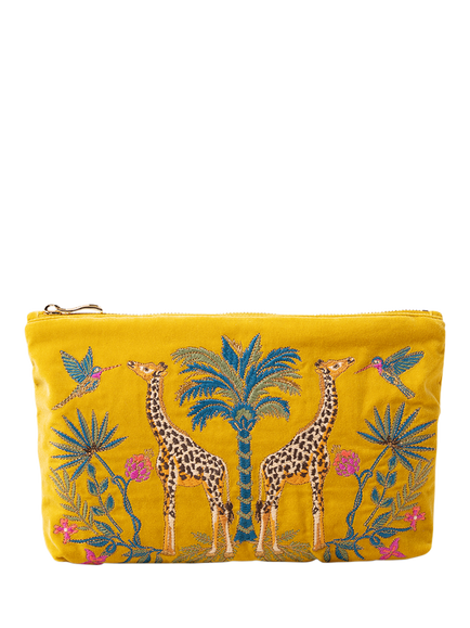 Elizabeth Scarlett Giraffe Palm Pure Organic Cotton Pouch, Yellow, Yellow