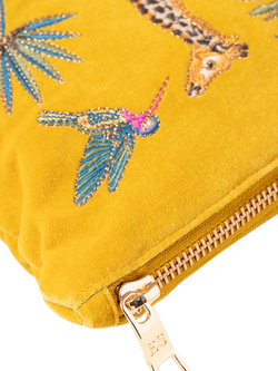 Elizabeth Scarlett Giraffe Palm Pure Organic Cotton Pouch, Yellow - view 2, Yellow