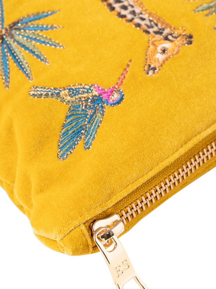 Elizabeth Scarlett Giraffe Palm Pure Organic Cotton Pouch, Yellow - view 2, Yellow