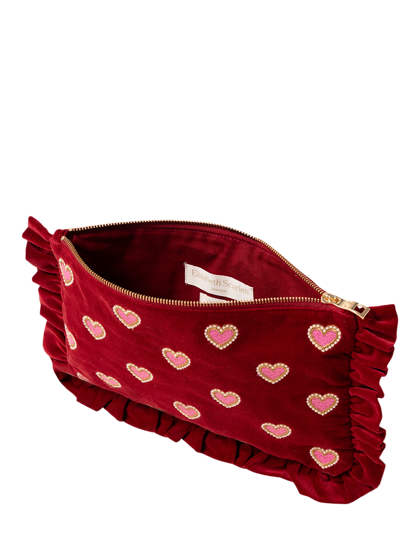 Product image 2 of 2, which shows Elizabeth Scarlett Love Hearts Pure Organic Cotton Frilled Pouch, Red
