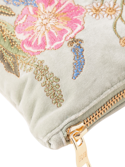 Elizabeth Scarlett Pressed Flowers Pure Organic Cotton Pouch, Green - view 2, Green
