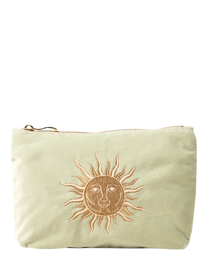 Product image 1 of 3, which shows Elizabeth Scarlett Sun Goddess Pure Organic Cotton Velvet Mini Pouch, Green