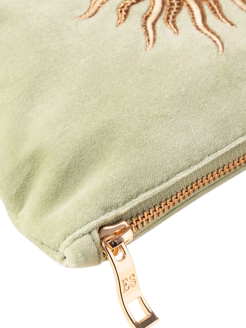 Product image 2 of 3, which shows Elizabeth Scarlett Sun Goddess Pure Organic Cotton Velvet Mini Pouch, Green