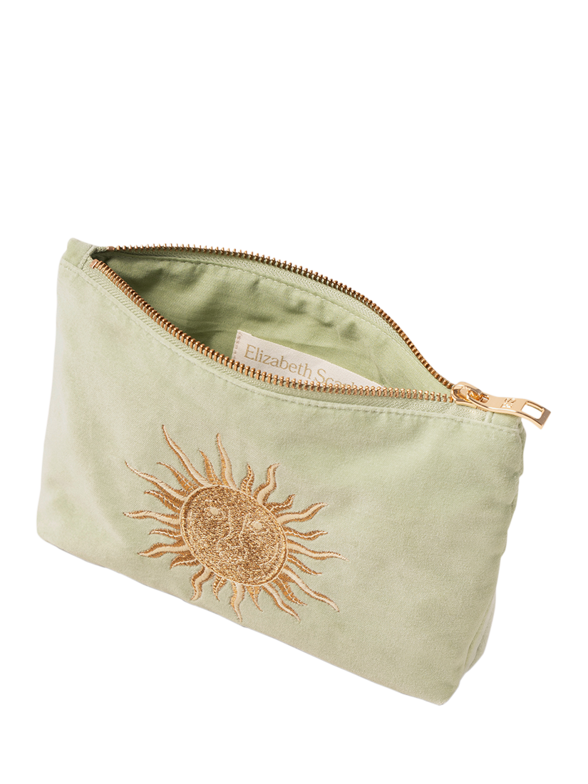 Product image 3 of 3, which shows Elizabeth Scarlett Sun Goddess Pure Organic Cotton Velvet Mini Pouch, Green