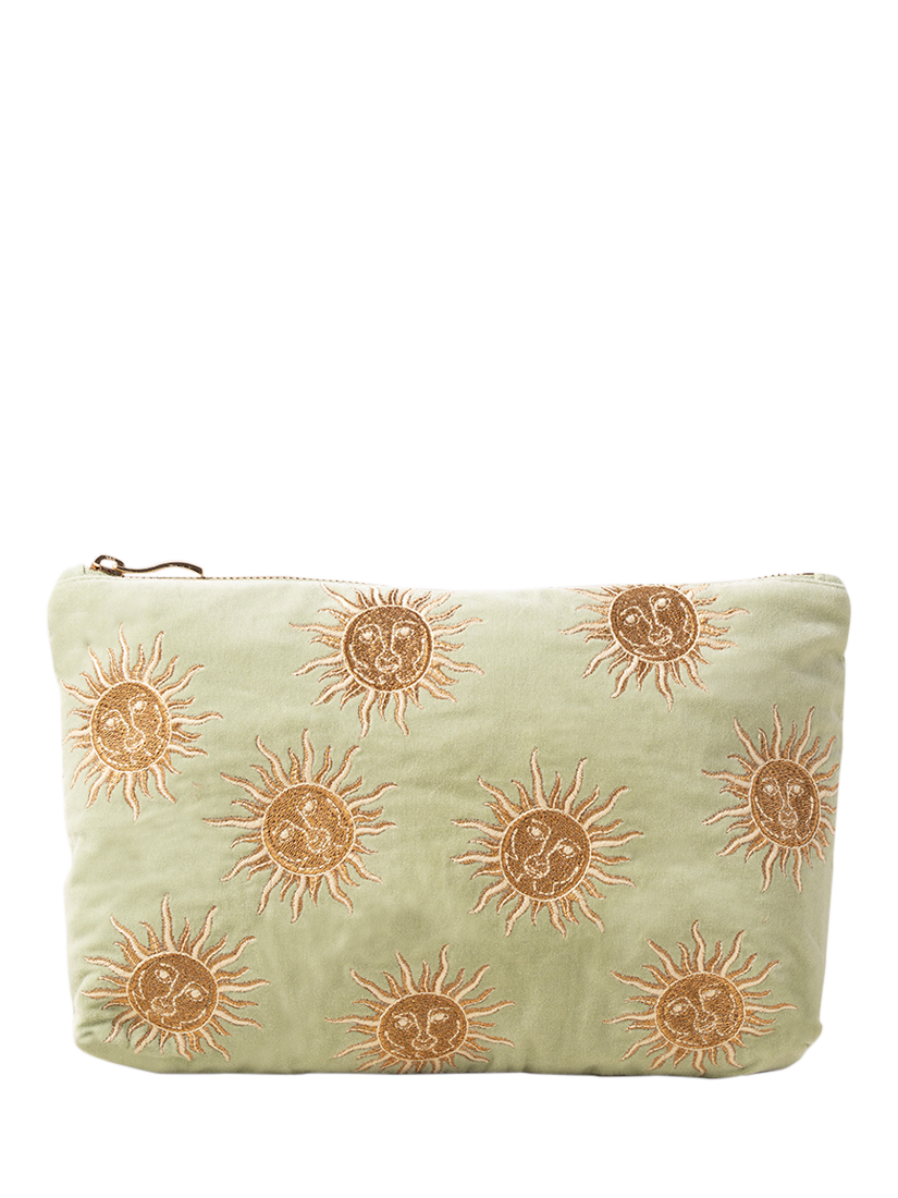 Product image 1 of 3, which shows Elizabeth Scarlett Sun Goddess Pure Organic Cotton Velvet Pouch, Green