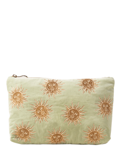 Elizabeth Scarlett Sun Goddess Pure Organic Cotton Velvet Pouch, Green, Green