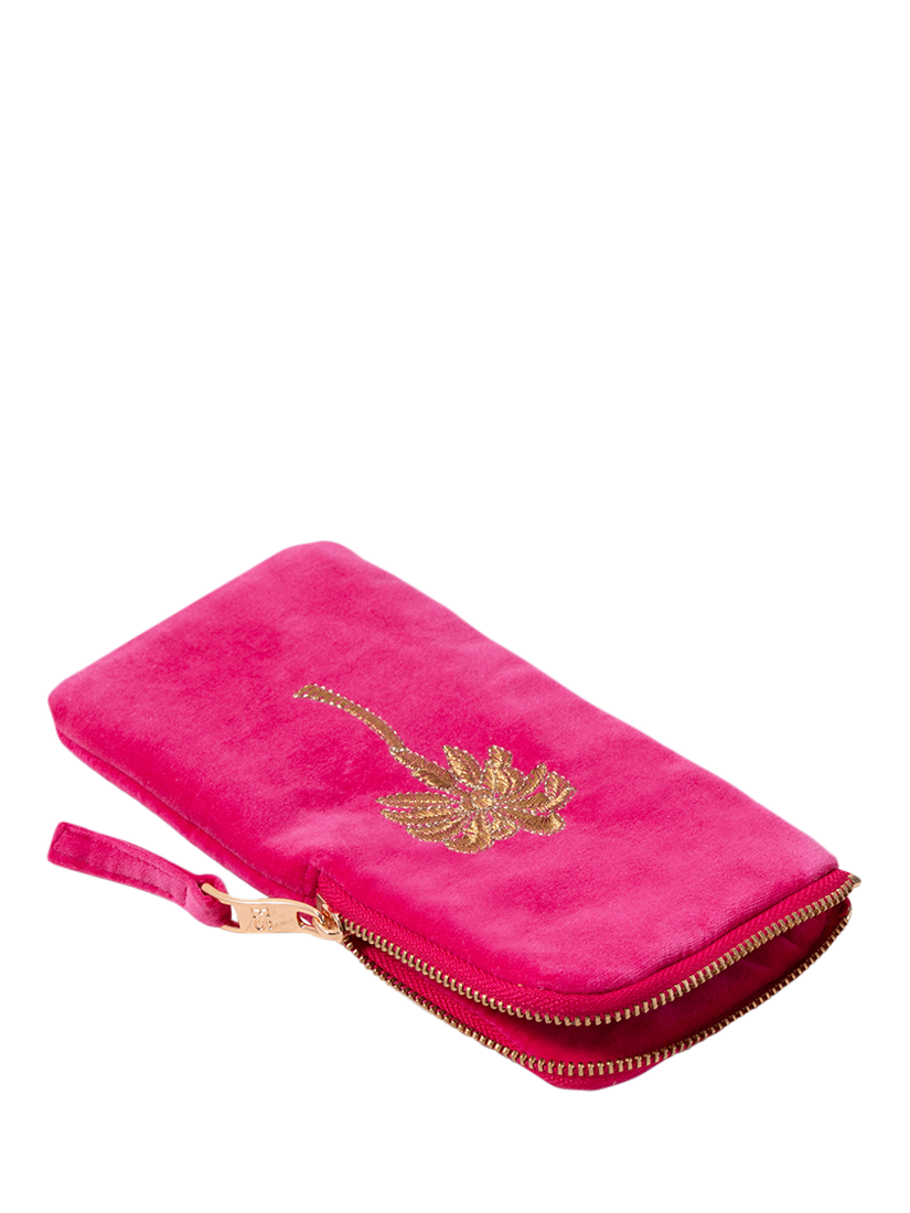 Product image 2 of 5, which shows Elizabeth Scarlett Palm Pure Organic Cotton Velvet Glasses Case, Pink