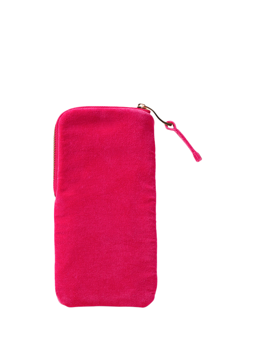 Product image 3 of 5, which shows Elizabeth Scarlett Palm Pure Organic Cotton Velvet Glasses Case, Pink