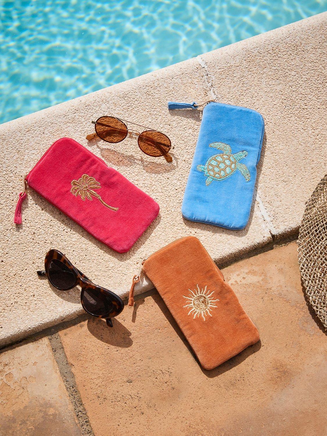 Product image 5 of 5, which shows Elizabeth Scarlett Palm Pure Organic Cotton Velvet Glasses Case, Pink