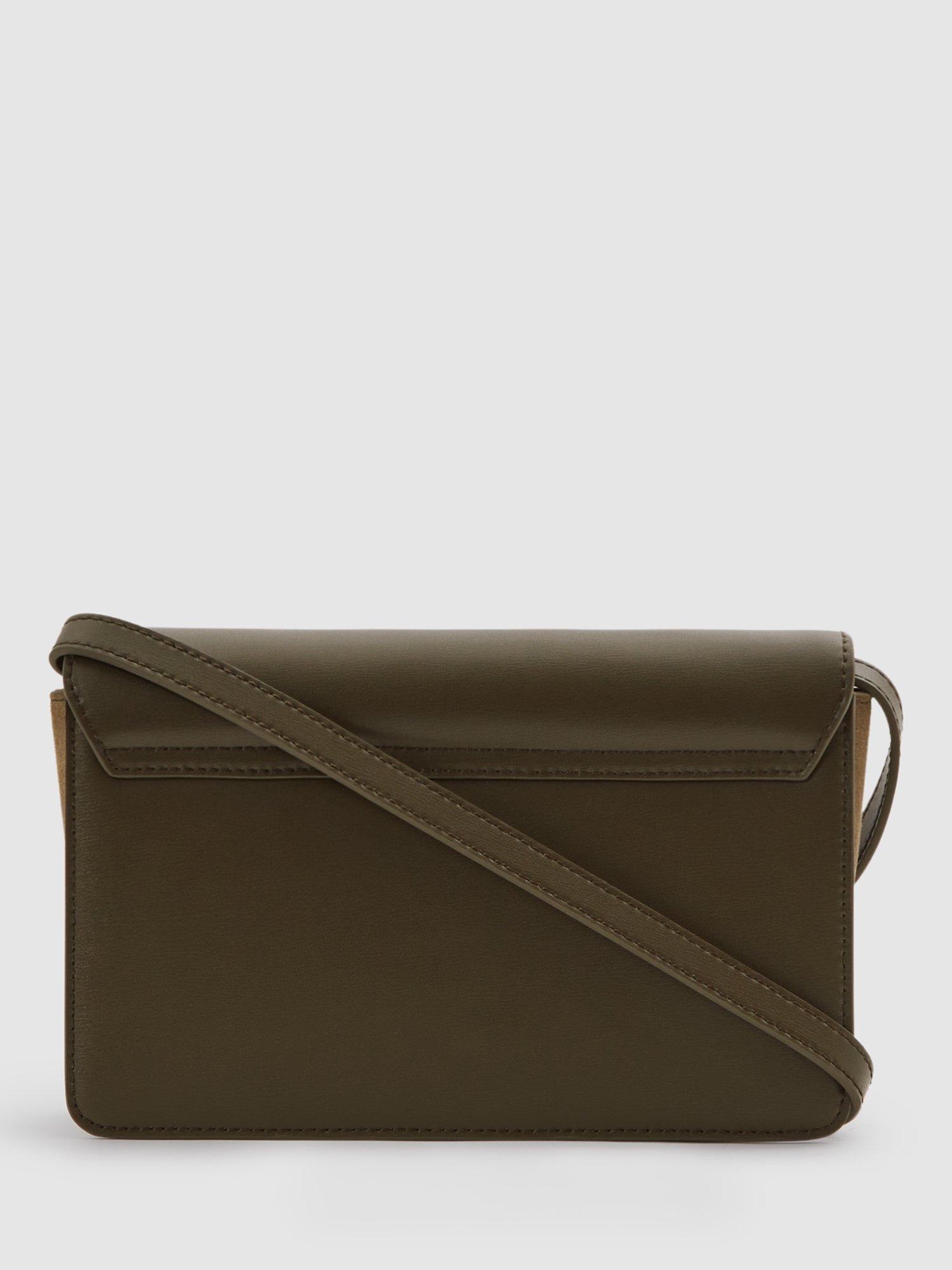 Product image 4 of 5, which shows Reiss Sophia Leather Crossbody Bag, Olive