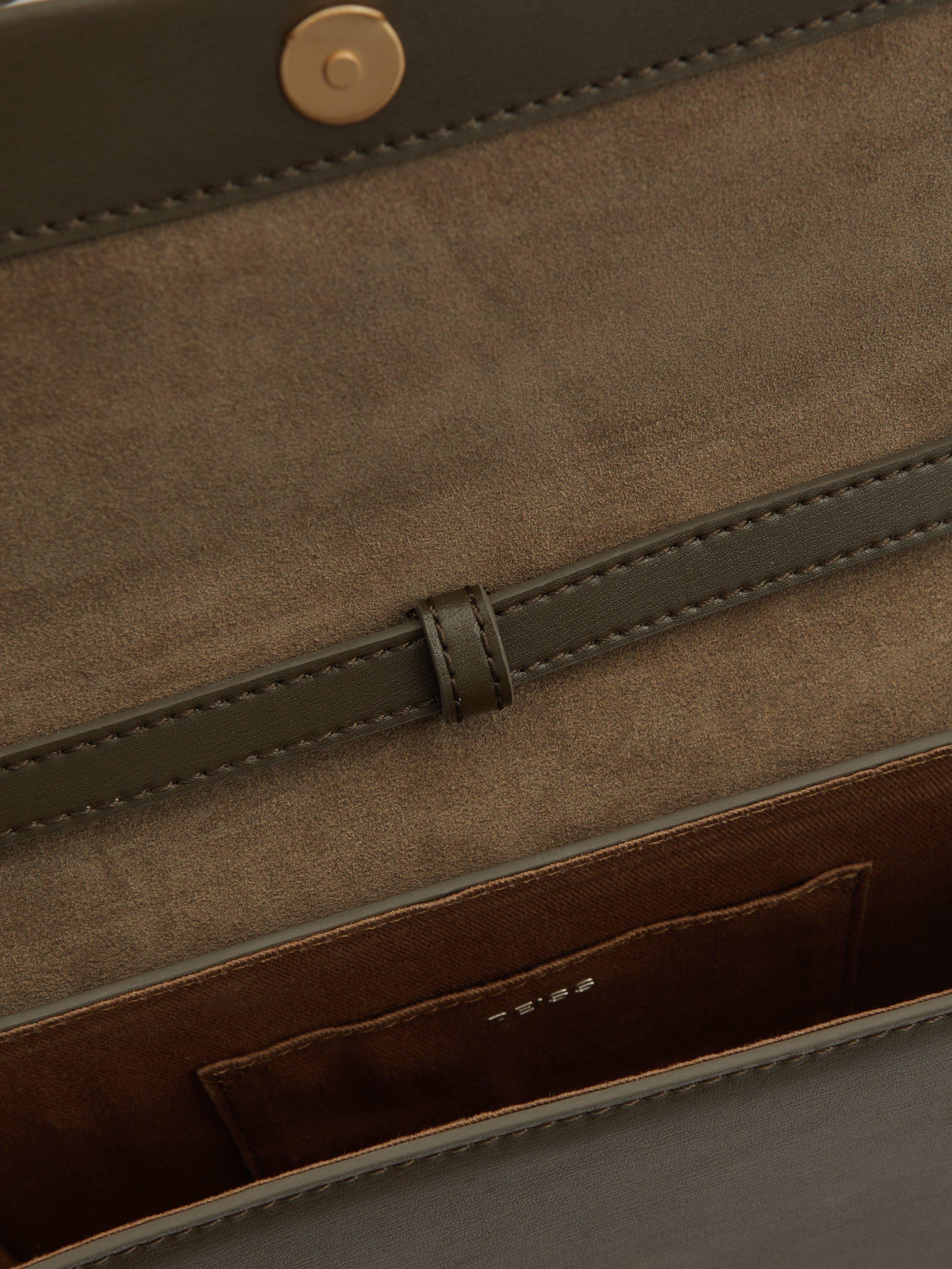 Product image 5 of 5, which shows Reiss Sophia Leather Crossbody Bag, Olive