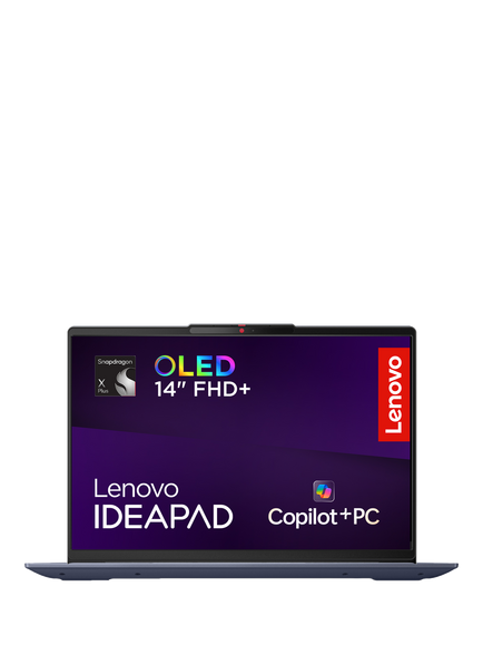 Lenovo Ideapad Slim 5 Laptop, Qualcomm Snapdragon X Plus Processor, 16GB RAM, 512GB SSD, 14" WUXGA, Blue, Blue