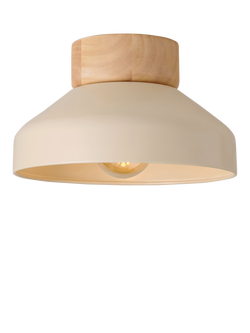 MADE Albert Wood Rose Flush Ceiling Light, Cream, Cream