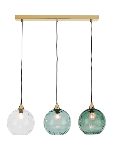 MADE Ilaria 3 Pendant Diner Ceiling Light, Blue, Blue