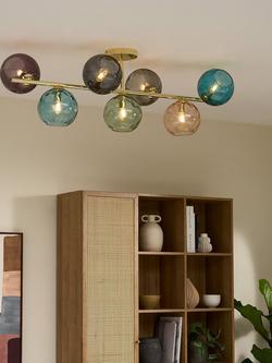 MADE Ilaria 7 Light Flush Ceiling Light, Brass/Multi, Brass