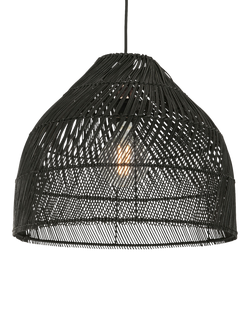 MADE Java Rattan Lampshade, Black, Black