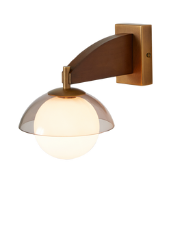 MADE Layla Glass Orb Wall Light, Walnut, Walnut