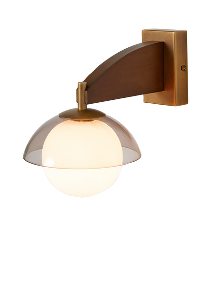 MADE Layla Glass Orb Wall Light, Walnut, Walnut