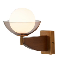 MADE Layla Glass Orb Wall Light, Walnut - view 2, Walnut