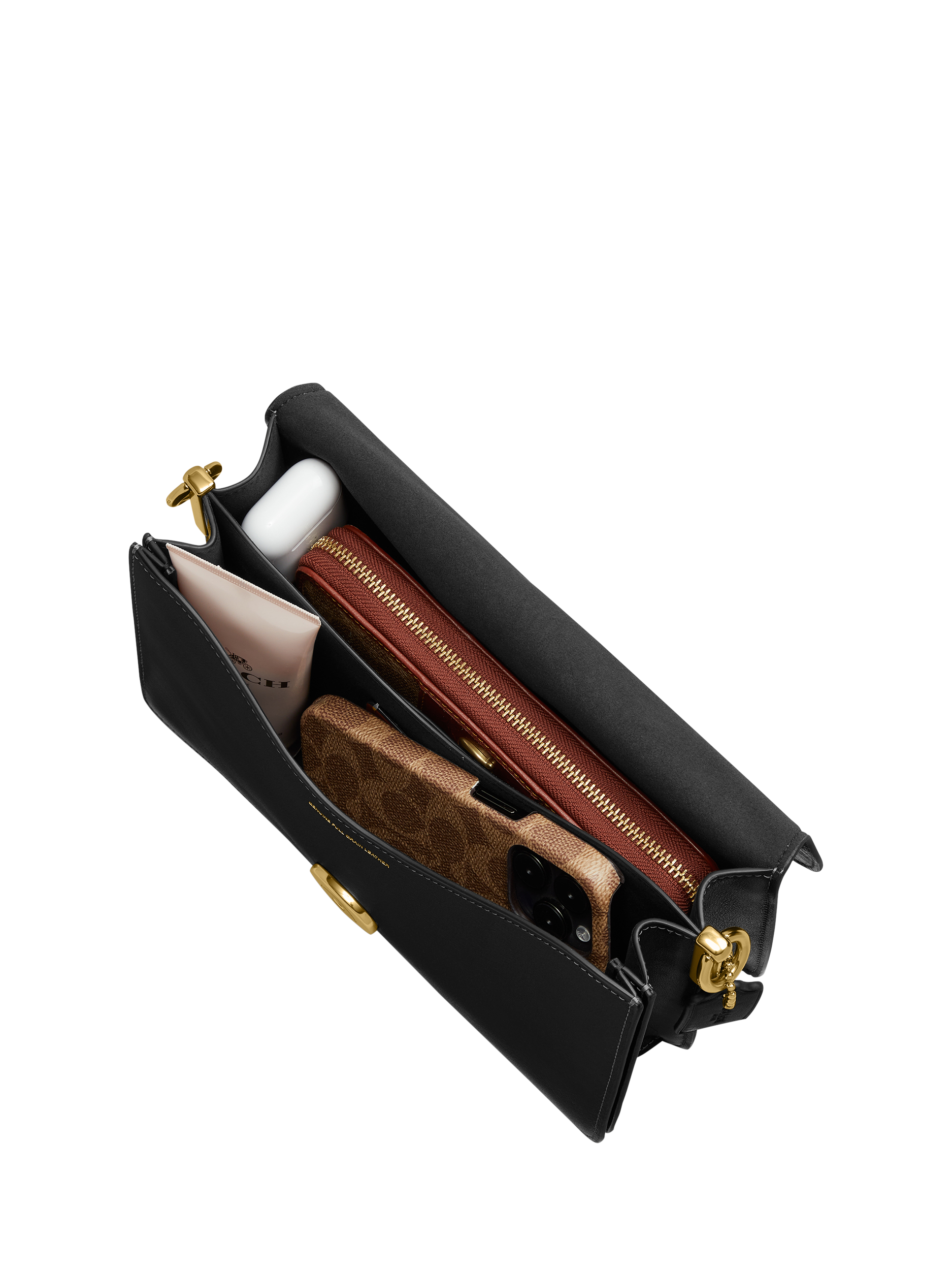 Product image 4 of 5, which shows Coach Chain Tabby Leather Crossbody Bag, Black