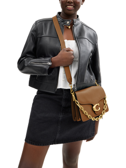 Coach Chain Tabby Leather Crossbody Bag - view 2, B4/Honey Brown