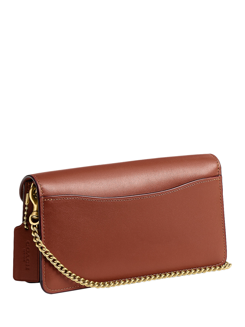 Product image 2 of 3, which shows Coach Tabby Chain Leather Canvas Clutch Bag, Tan/Caramel
