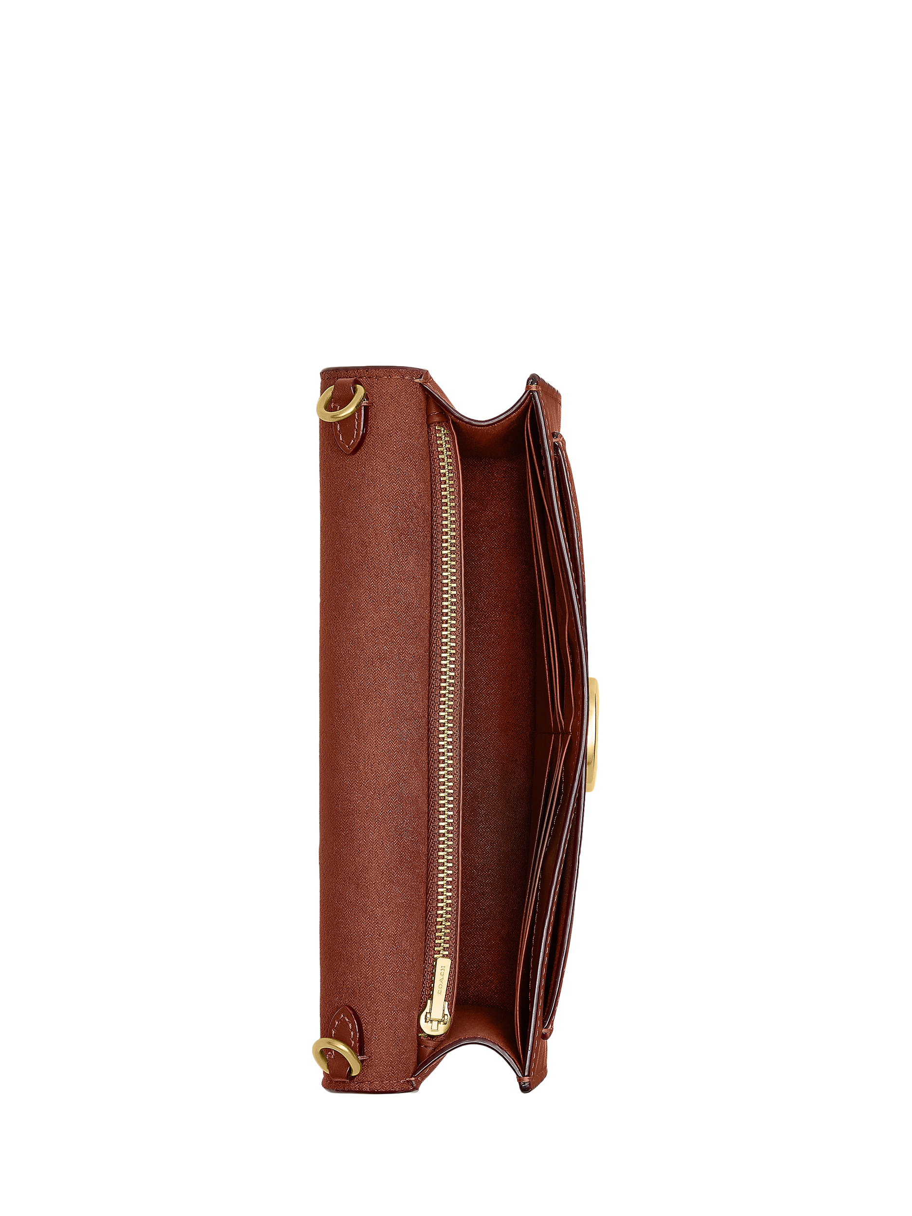 Product image 3 of 3, which shows Coach Tabby Chain Leather Canvas Clutch Bag, Tan/Caramel